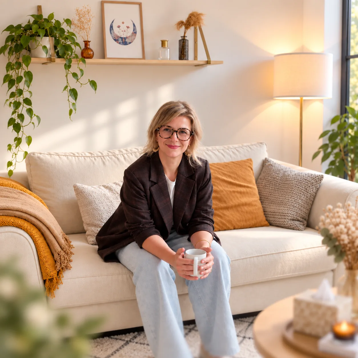 Portrait en ambiance de cabinet chaleureux